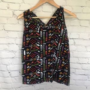 Vintage 90s Cotton Abstract Print Retro Kidcore Tank Size Small
